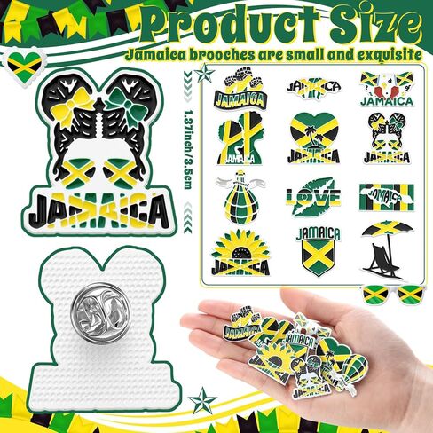 Cunno 24 Pcs Jamaica Pins Gifts Bulk Jamaican Decorations for Party Jamaica Flag Souvenirs Accessories for Women Man Independence Day Heritage Culture Day in Saudi Arabia