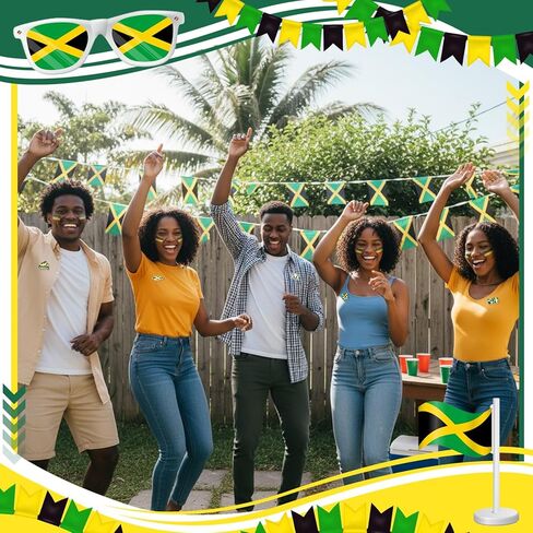 Cunno 24 Pcs Jamaica Pins Gifts Bulk Jamaican Decorations for Party Jamaica Flag Souvenirs Accessories for Women Man Independence Day Heritage Culture Day in Saudi Arabia