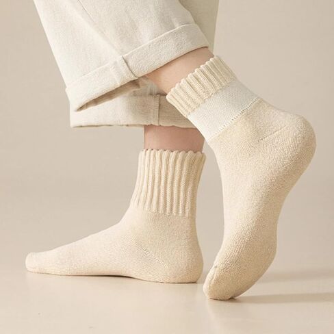 5 أزواج من جوارب الخريف، جوارب نسائية صلبة لمنتصف الساق، جوارب نسائية سميكة للأحذية طويلة الرقبة، للارتداء اليومي in Kuwait