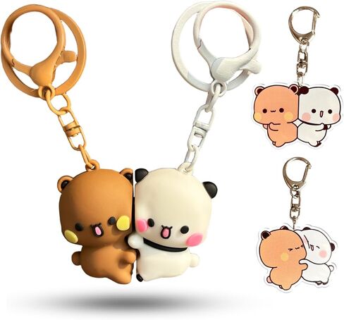 Bubu and Dudu Keychain With Reinforced Key Ring,Dudu and Bubu Cute Couple Bear Bag Charms in Saudi Arabia