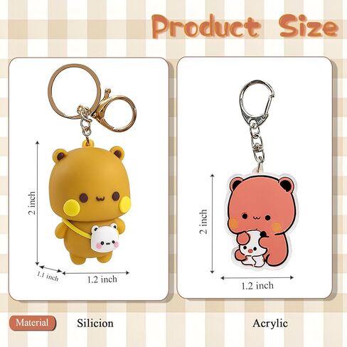 Bubu and Dudu Keychain With Reinforced Key Ring,Dudu and Bubu Cute Couple Bear Bag Charms in Saudi Arabia