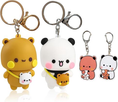 Bubu and Dudu Keychain With Reinforced Key Ring,Dudu and Bubu Cute Couple Bear Bag Charms in Saudi Arabia