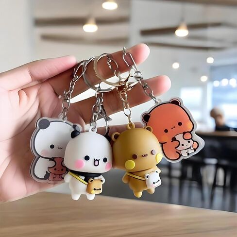 Bubu and Dudu Keychain With Reinforced Key Ring,Dudu and Bubu Cute Couple Bear Bag Charms in Saudi Arabia