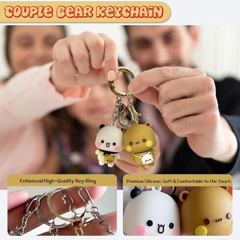 Bubu and Dudu Keychain With Reinforced Key Ring,Dudu and Bubu Cute Couple Bear Bag Charms in Saudi Arabia