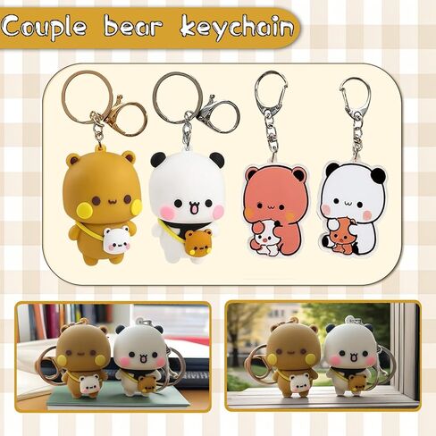 Bubu and Dudu Keychain With Reinforced Key Ring,Dudu and Bubu Cute Couple Bear Bag Charms in Saudi Arabia