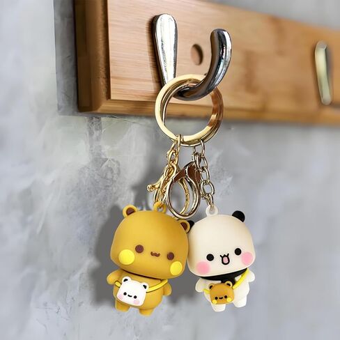 Bubu and Dudu Keychain With Reinforced Key Ring,Dudu and Bubu Cute Couple Bear Bag Charms in Saudi Arabia