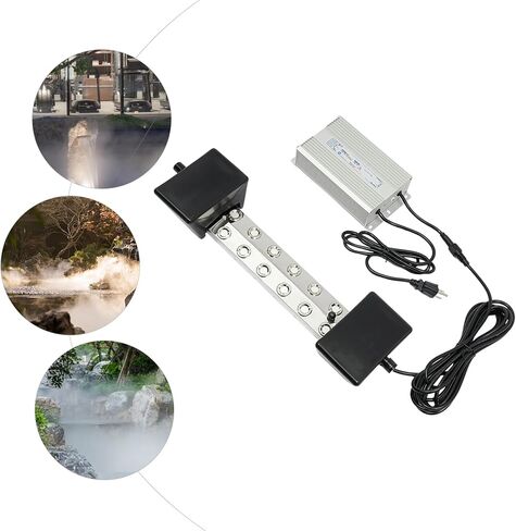 صانع الرذاذ، 12 رأس مبيد بركة بالموجات فوق الصوتية مع IP67 مقاوم للماء، 400 وات 8400 مل/ساعة، مرطب مبيد بالموجات فوق الصوتية مع أضواء مؤشر وعوامات لمناظر البركة الطبيعية in Kuwait