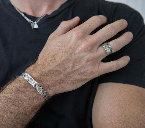 Kabbalah 72 Names of God Bracelet – Hebrew Cuff Bracelet in 925 Sterling Silver, Jewish Protection Jewelry for Men & Women, Handmade Israeli Spiritual Judaica Gift by Hallel jewelry in Saudi Arabia