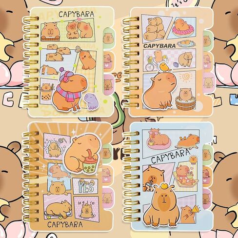 2 Pack Cute Small Spiral Notebooks Kawaii Cartoon Mini Memo Notepads Ruled Pages 54 Sheets Journals for Study, Drawing and Writing Notes Gift Reward for Friends Party Favor (Random Style, 10.5x8.5cm) in Saudi Arabia