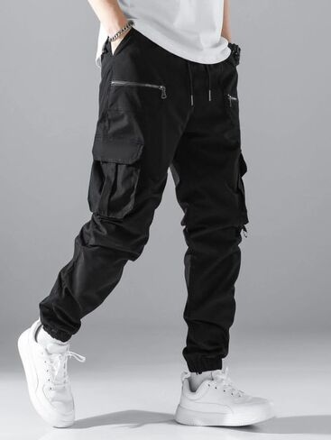 Men’s Cargo Jogger Pants: Multiple Utility Pockets, Drawstring Waist, Elastic Cuffs, Relaxed-Fit Sturdy Fabric Trousers in Saudi Arabia