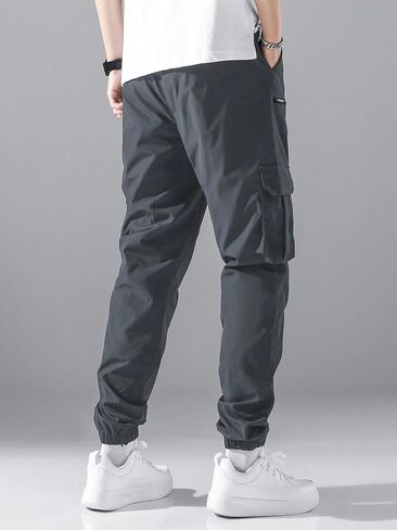 Men’s Cargo Jogger Pants: Multiple Utility Pockets, Drawstring Waist, Elastic Cuffs, Relaxed-Fit Sturdy Fabric Trousers in Saudi Arabia