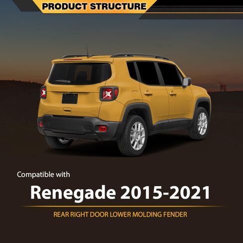 ANDPLAY الباب الخلفي صب الحاجز مضيئة تقليم متوافق مع Jeep Renegade 2015-2021 الحاجز مشاعل عجلة فتح لوحة الجانب الأيمن 5VX88LXHAA، CH1505109 in Kuwait
