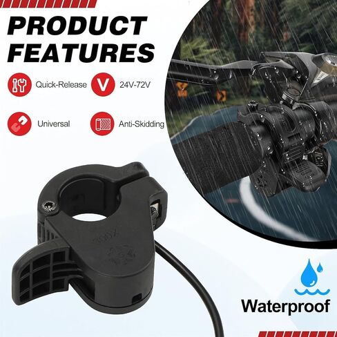 300X Thumb Throttle for Ebike Scooter Electric Trike/Tricycle/Motorcycle, 3Pin Male Connector, Compatible with 24V/36V/48V/60V/72V Systems, Left/Right Handlebar Easy Install No Grip Removal in Kuwait