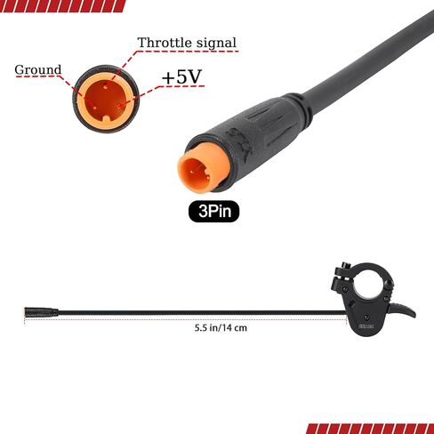 300X Thumb Throttle for Ebike Scooter Electric Trike/Tricycle/Motorcycle, 3Pin Male Connector, Compatible with 24V/36V/48V/60V/72V Systems, Left/Right Handlebar Easy Install No Grip Removal in Kuwait
