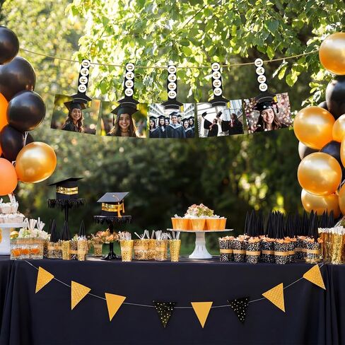 Amyhill 50 Pcs Graduation Party Banner Decoration Clips Class of 2026 Graduation Photo Banner Clips for Congrats Grad Hanging Picture Decor Supply Wooden Grad Cap Clip with 33ft Jute Twine 400 Beads in Saudi Arabia