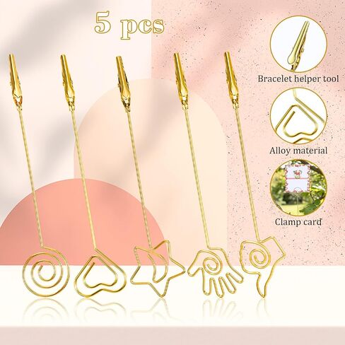 5 Pcs Clips for Joints Metal Wire Alligator Clamp Tables Picture Card Holders Place Card Photo Holders Multi-Functional Matchstick Extenders for Jewelry Bracelet Necklace Bracelet Helper Tool in Saudi Arabia