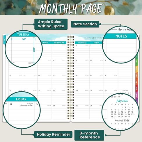 مخطط المعلم 2026-2027 - مخطط دروس المعلم، يوليو 2026 - يونيو 2027، 8.5 بوصة × 11 بوصة، مخطط 2026-2027 أسبوعيًا وشهريًا، كتاب خطة الدرس للمعلمين، علامات تبويب ملونة، جيب داخلي in Kuwait