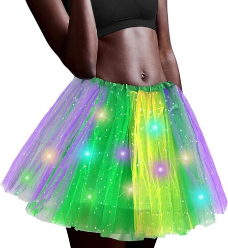 Women's LED Tutu Skirt Mardi Gras Tutus Layered Tulle Ballet Skirt Sparkly Sequin Tutu Costume for Mardi Gras Party Multicolored in Saudi Arabia