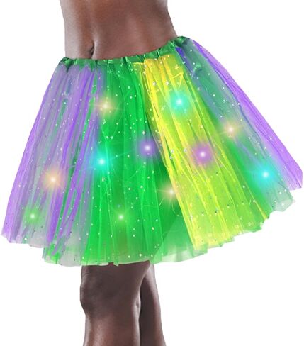 Women's LED Tutu Skirt Mardi Gras Tutus Layered Tulle Ballet Skirt Sparkly Sequin Tutu Costume for Mardi Gras Party Multicolored in Saudi Arabia