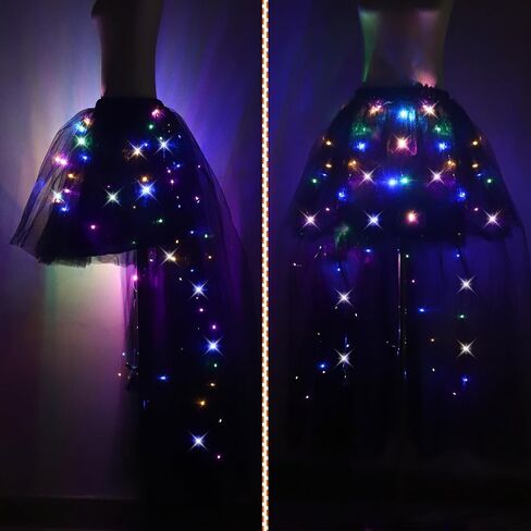 Hifot LED Tutu Skirt for Women, Light Up Tulle Ballet Dance Skirt High Low Fluffy Sequin Tutu - Battery not Included in Saudi Arabia
