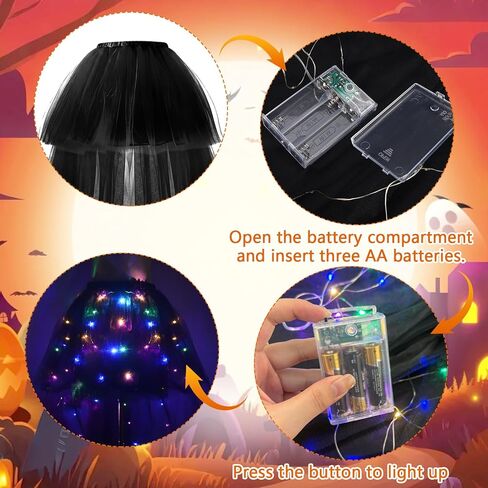 Hifot LED Tutu Skirt for Women, Light Up Tulle Ballet Dance Skirt High Low Fluffy Sequin Tutu - Battery not Included in Saudi Arabia
