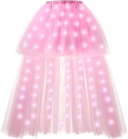 Hifot LED Tutu Skirt for Women, Light Up Tulle Ballet Dance Skirt High Low Fluffy Sequin Tutu - Battery not Included in Saudi Arabia