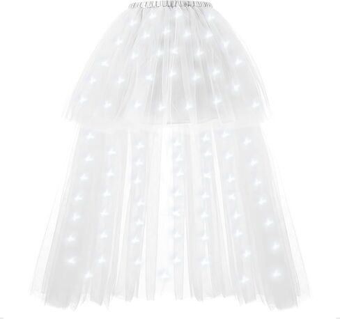 Hifot LED Tutu Skirt for Women, Light Up Tulle Ballet Dance Skirt High Low Fluffy Sequin Tutu - Battery not Included in Saudi Arabia