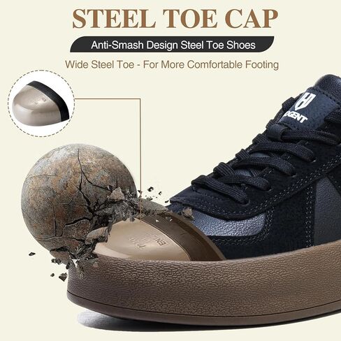 Steel Toe Shoes for Men - Splash-Proof Work Shoes for Women - Lightweight Cushioning Safety Sneakers for Industrial Construction Warehouse in Saudi Arabia