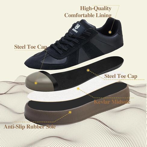 Steel Toe Shoes for Men - Splash-Proof Work Shoes for Women - Lightweight Cushioning Safety Sneakers for Industrial Construction Warehouse in Saudi Arabia