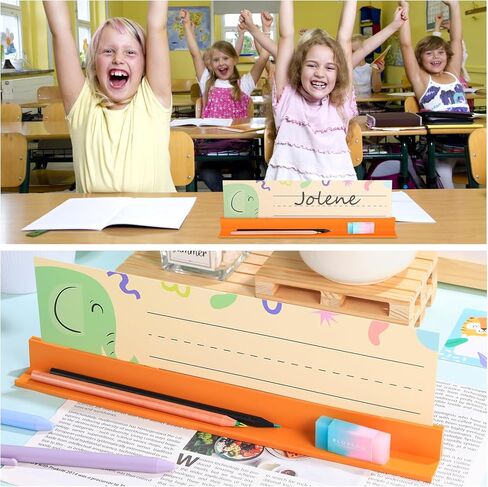 MJOGGOTT 24 Pcs Classroom Desk Name Plates Holder Index Cards Storage, School Classroom Office Desktop Helper and Park Station Tray Guard Panels Classroom Desk Organizer Water Bottle Holder in Kuwait