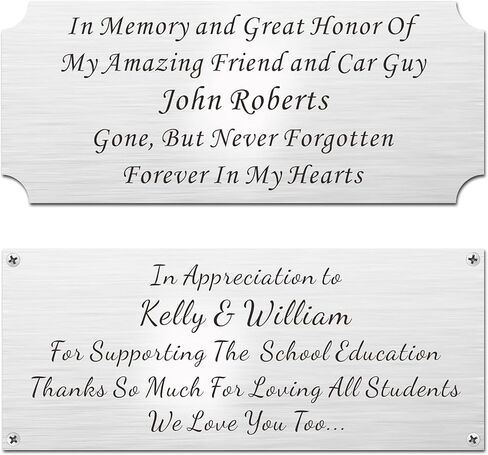 2.5" H x 6" W, Personalized, Custom Laser Engraved, Brushed Stainless Steel Plate Picture Frame Name Label Art Tag for Frames, with Adhesive Backing or Screws in Saudi Arabia