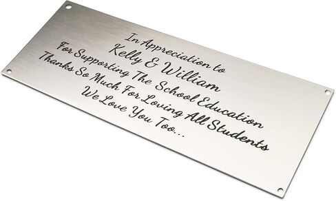 2.5" H x 6" W, Personalized, Custom Laser Engraved, Brushed Stainless Steel Plate Picture Frame Name Label Art Tag for Frames, with Adhesive Backing or Screws in Saudi Arabia