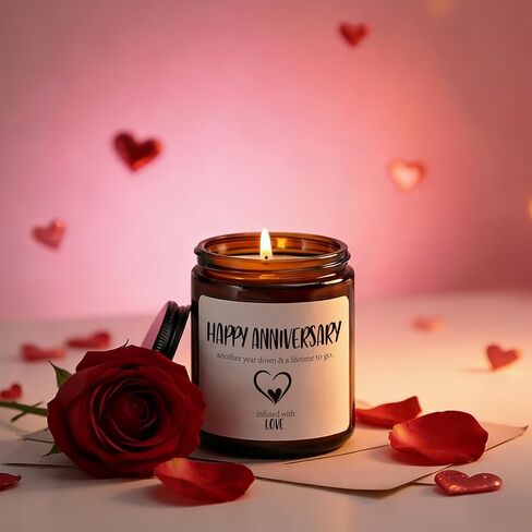 Happy Anniversary Candle, Couples Gift for Her Him, Romantic Gifts for Boyfriend Girlfriend, Husband, Girlfriend, Wife, Funny Just Married Gifts, Fireplace Scented in Kuwait