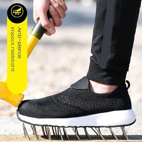 أحذية Fayengan Work Steel Toe أحذية أمان للرجال والنساء أحذية بناء صناعية خفيفة الوزن (اللون: أسود، الحجم: 6.5US) in Kuwait