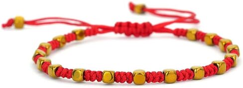 اليدوية مضفر عقدة أحمر حبل أسود سوار Charms مربع الذهب اللون براكليت للنساء الرجال عاشق للأبد محظوظ مجوهرات in Kuwait