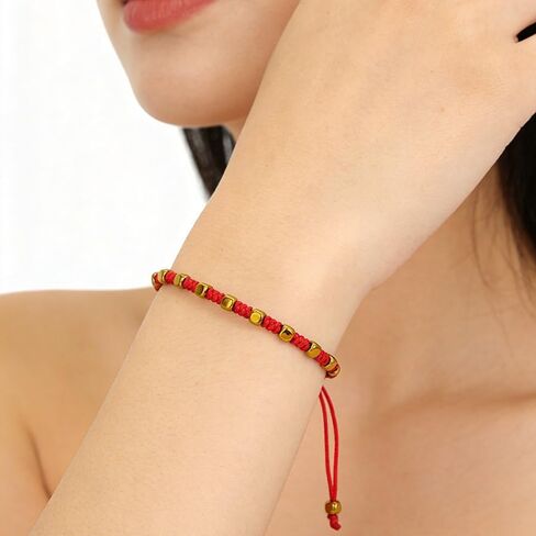 اليدوية مضفر عقدة أحمر حبل أسود سوار Charms مربع الذهب اللون براكليت للنساء الرجال عاشق للأبد محظوظ مجوهرات in Kuwait