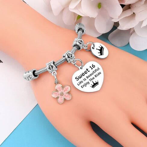 Sweet 16 Birthday Gifts Bracelet 16th Birthday Gift for Daughter Granddaughter Bracelet Jewelry 16 Years Old Gift for Women Her Friend Sister Girlfriends Bday Gifts for Sweet Sixteen Party Favors in Saudi Arabia