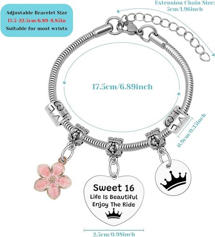 Sweet 16 Birthday Gifts Bracelet 16th Birthday Gift for Daughter Granddaughter Bracelet Jewelry 16 Years Old Gift for Women Her Friend Sister Girlfriends Bday Gifts for Sweet Sixteen Party Favors in Saudi Arabia