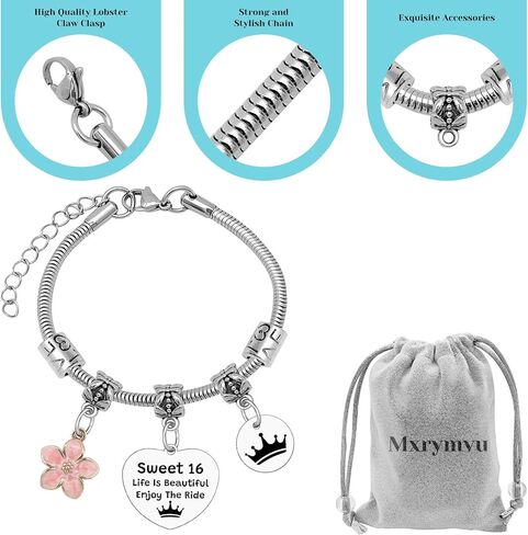 Sweet 16 Birthday Gifts Bracelet 16th Birthday Gift for Daughter Granddaughter Bracelet Jewelry 16 Years Old Gift for Women Her Friend Sister Girlfriends Bday Gifts for Sweet Sixteen Party Favors in Saudi Arabia