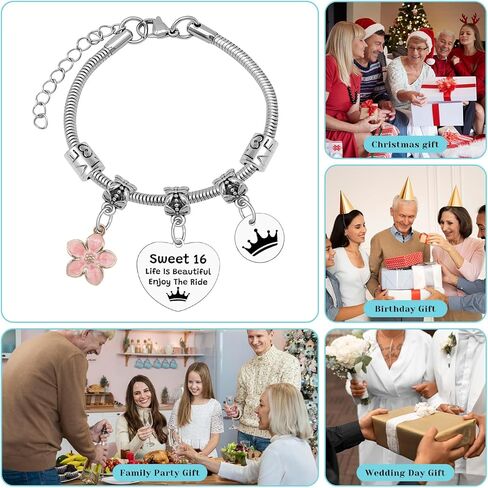 Sweet 16 Birthday Gifts Bracelet 16th Birthday Gift for Daughter Granddaughter Bracelet Jewelry 16 Years Old Gift for Women Her Friend Sister Girlfriends Bday Gifts for Sweet Sixteen Party Favors in Saudi Arabia