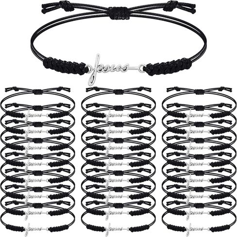Tondiamo 24 Pcs Jesus Cross Bracelets Bulk for Woman Adjustable Cross Bracelets Inspirational Birthday Gifts Religious Accessories in Saudi Arabia