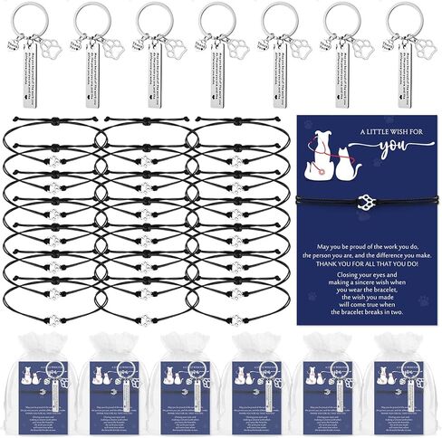 Vet Receptionist Week Appreciation Gift Vet Tech Keychain Paw Bracelet with Card for Veterinary Nurse Coworkers in Saudi Arabia