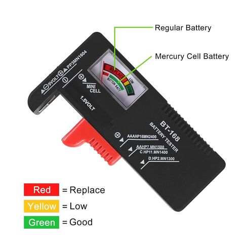 Battery Tester, Universal Battery Checker Small Battery Testers for AAA AA C D 9V 1.5V Button Cell Household Batteries Model BT-168 in Saudi Arabia