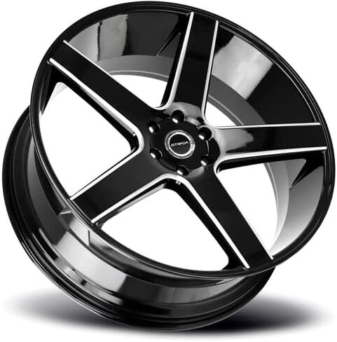 STRADA PERFETTO Custom Wheel - 20x8.5, 40 Offset, 5x114.3 Bolt Pattern, 72.6mm Hub - Gloss Black with Milled Accents Rim in Kuwait