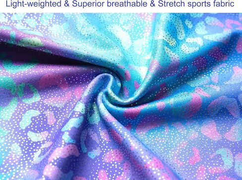 ملابس دوموسجو للفتيات الجمباز مقاس 5-6 سنوات من العمر أرجواني سباركلي بدون أكمام، زي برو جيم قوس قزح ليوبارد بيكتارد مع شورت للأطفال لحفلات الجاز in Kuwait