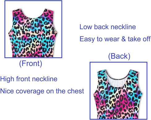 ملابس دوموسجو للفتيات الجمباز مقاس 5-6 سنوات من العمر أرجواني سباركلي بدون أكمام، زي برو جيم قوس قزح ليوبارد بيكتارد مع شورت للأطفال لحفلات الجاز in Kuwait