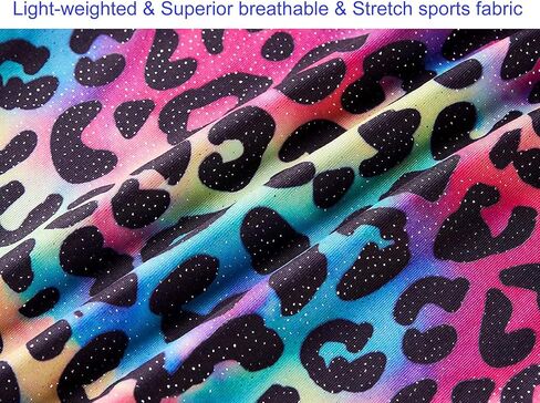 ملابس دوموسجو للفتيات الجمباز مقاس 5-6 سنوات من العمر أرجواني سباركلي بدون أكمام، زي برو جيم قوس قزح ليوبارد بيكتارد مع شورت للأطفال لحفلات الجاز in Kuwait