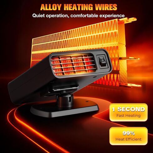 سخان سيارة 12 فولت، 2026 سخان سيارة مطور جديد للمركبة، مزيل الصقيع للزجاج الأمامي سريع التسخين، سخان 150 وات يتم توصيله بولاعة السجائر in Kuwait