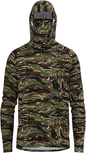 Men's sports jacket, cycling top, fishing wear, hooded sunscreen clothing with face mask in Saudi Arabia