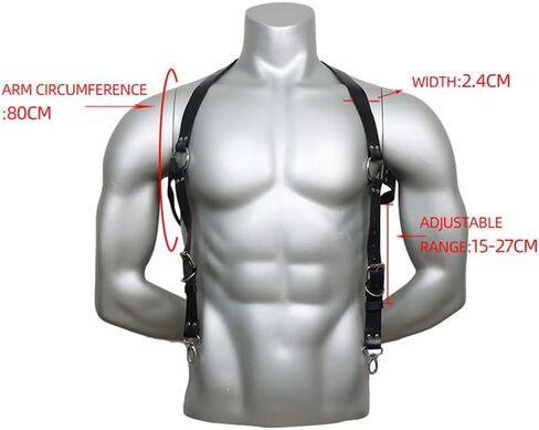 Men's Harness Belt Outfits, Adjustable Faux Leather Buckle Shoulder Armors Harness Straps, Steampunk Shoulder Belts Wedding Punk Suspenders for Nightclub Cosplay Party Rave Costumes in Saudi Arabia